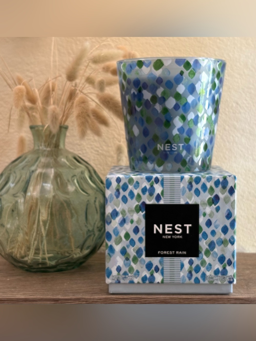 Nest New York Forest Rain Scented 3-Wick Candle with Decorative Glass 21.1 oz